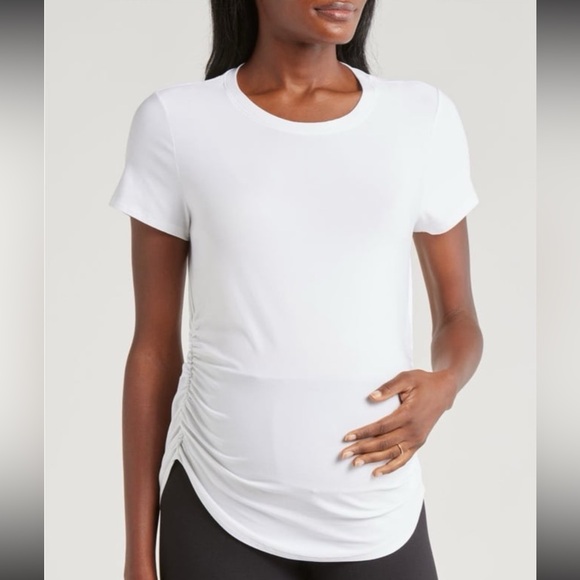 Beyond Yoga Tops - Beyond Yoga NEW One & Only Fetherweight maternity t shirt white